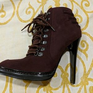 Burgundy suede gx by gwen stefani booties
